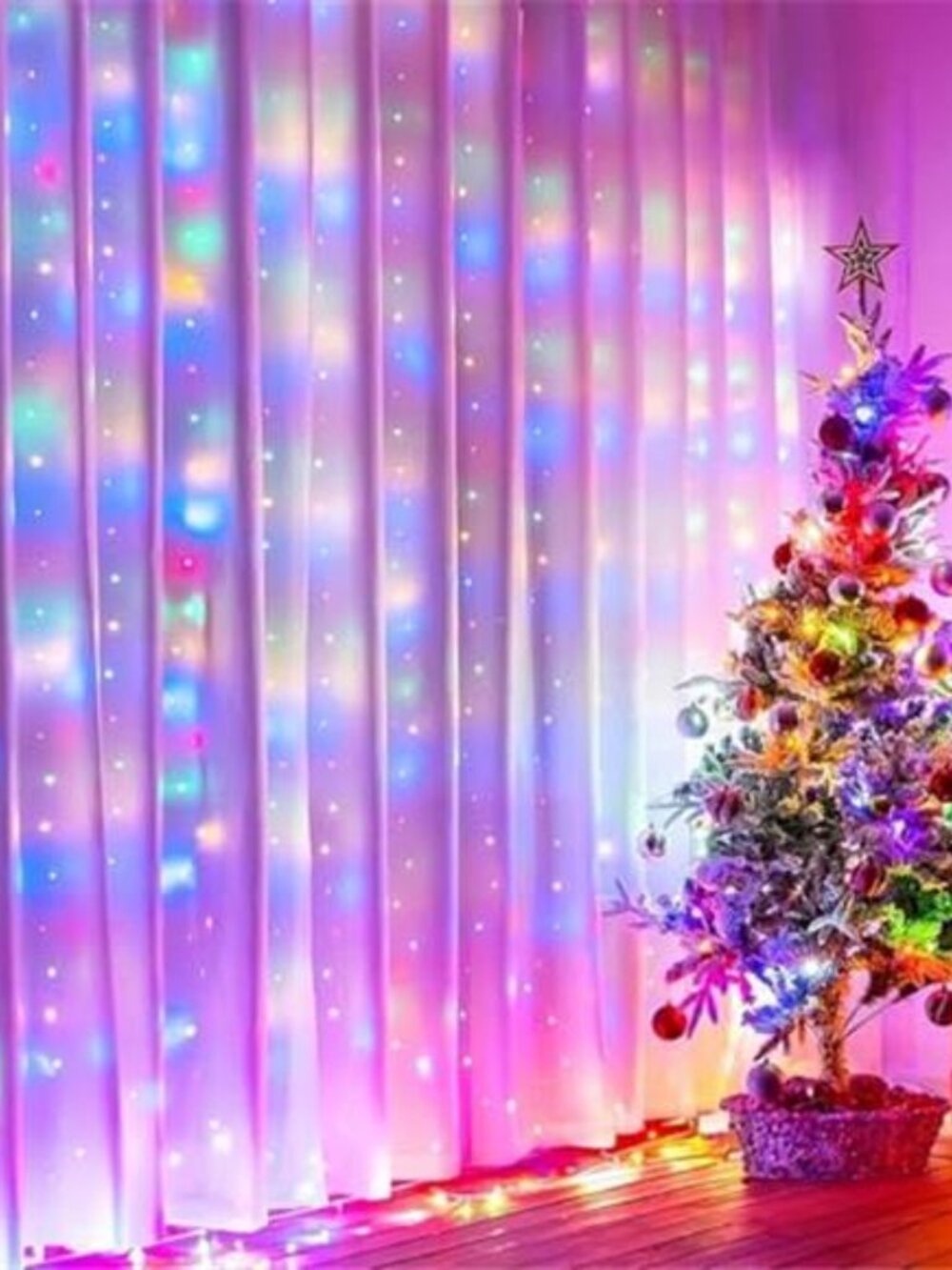 LED Curtain String Lights Multicolor Remote USB Waterproof 8 Modes Timer - Picture 2 of 6